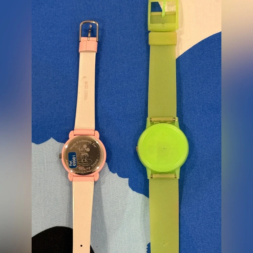 Lot of 2 Vintage Disney Tinkerbell Watches Pink and Green
